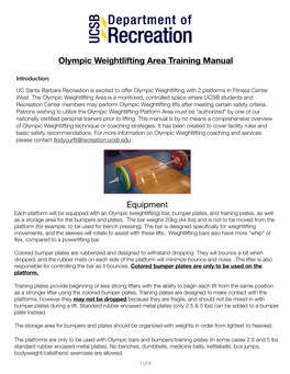 Olympic Weightlifting Area Manual
