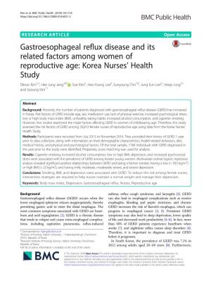 Gastroesophageal Reflux Disease and Its Related