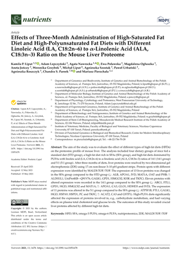 Effects of Three-Month Administration of High-Saturated Fat Diet and High