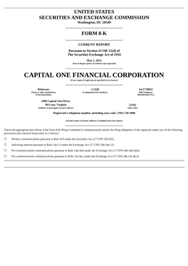 CAPITAL ONE FINANCIAL CORPORATION (Exact Name of Registrant As Specified in Its Charter)