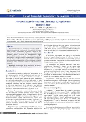 Atypical Acrodermatitis Chronica Atrophicans Herxheimer
