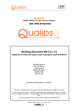 Working Document WD 5.2.1 V3 Analysis of Relevant Open Source Projects and Artefacts