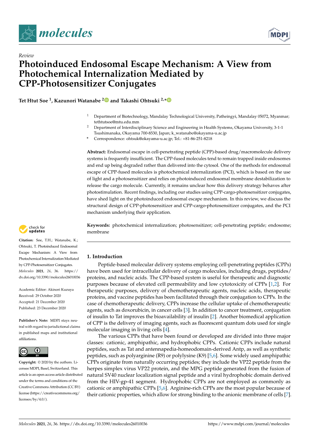 Photoinduced Endosomal Escape Mechanism: a View from Photochemical Internalization Mediated by CPP-Photosensitizer Conjugates