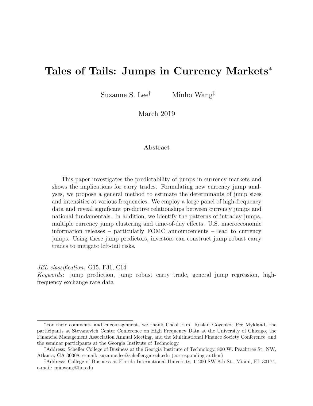 Tales of Tails: Jumps in Currency Markets∗