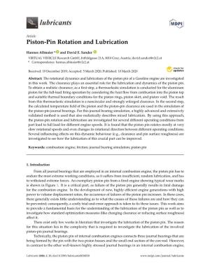 Piston-Pin Rotation and Lubrication