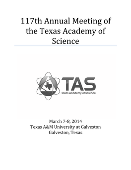 117Th Annual Meeting of the Texas Academy of Science
