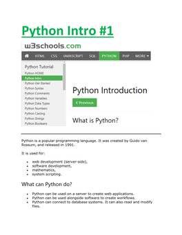 Python Intro #1