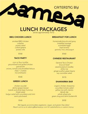Lunch Packages