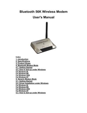 Bluetooth 56K Wireless Modem User's Manual