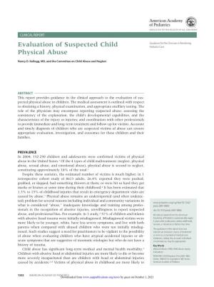 Evaluation of Suspected Child Physical Abuse Nancy D