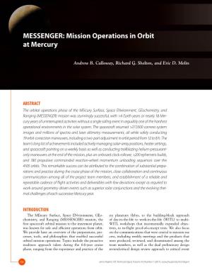 MESSENGER: Mission Operations in Orbit at Mercury