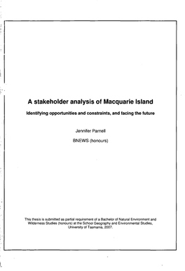 A Stakeholder Analysis of Macquarie Island