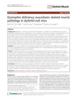 Dystrophin Deficiency Exacerbates Skeletal Muscle Pathology In