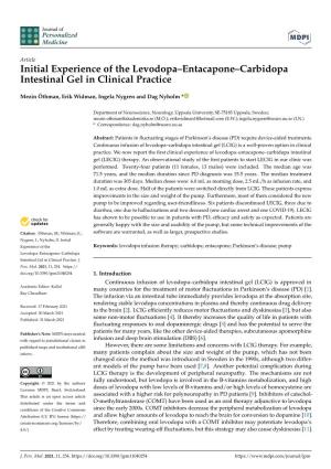 Initial Experience of the Levodopa–Entacapone–Carbidopa Intestinal Gel in Clinical Practice