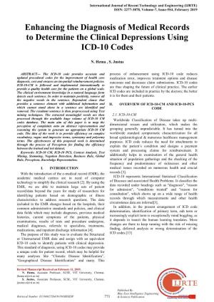 Enhancing the Diagnosis of Medical Records to Determine the Clinical Depressions Using ICD-10 Codes