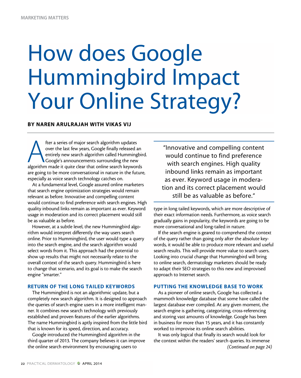 How Does Google Hummingbird Impact Your Online Strategy?