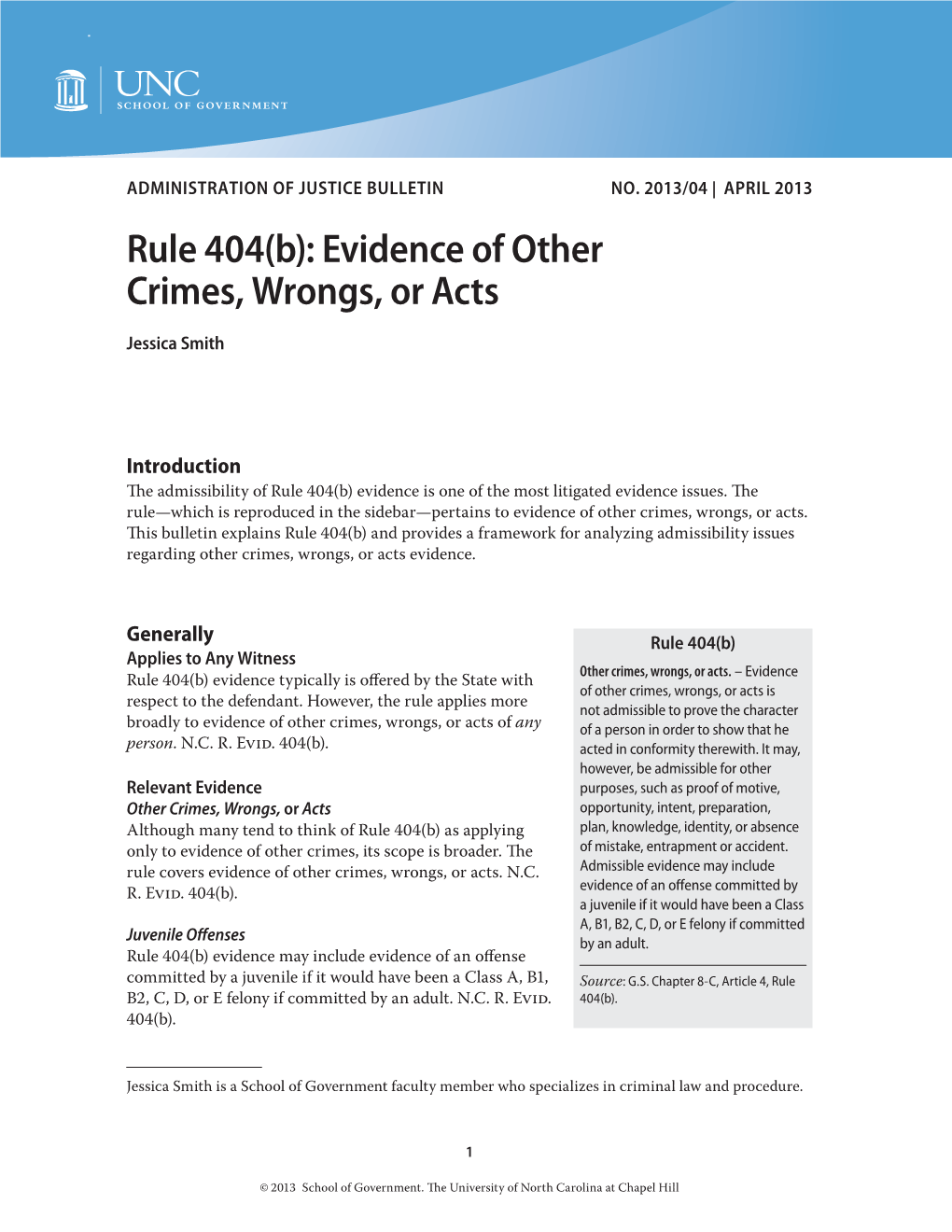 Rule 404(B): Evidence of Other Crimes, Wrongs, Or Acts