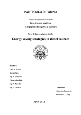 Energy Saving Strategies in Diesel Railcars