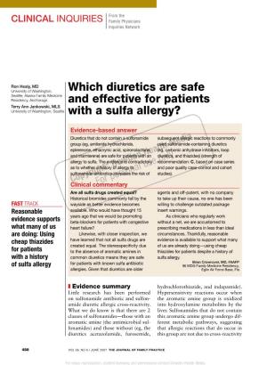 Which Diuretics Are Safe and Effective for Patients with a Sulfa Allergy?