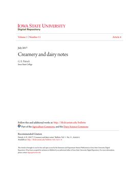 Creamery and Dairy Notes G