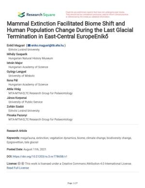 Mammal Extinction Facilitated Biome Shift and Human Population Change During the Last Glacial Termination in East-Central Europeenikő