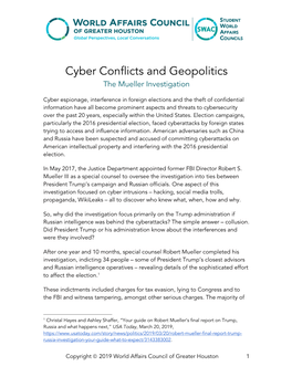 Cyber Conflicts and Geopolitics the Mueller Investigation
