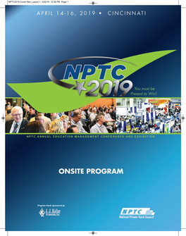 Program Book Sponsored by NPTC2019 Cover Files Layout 1 3/22/19 12:39 PM Page 2 2019 Onsite Layout 1 3/22/19 12:34 PM Page 1