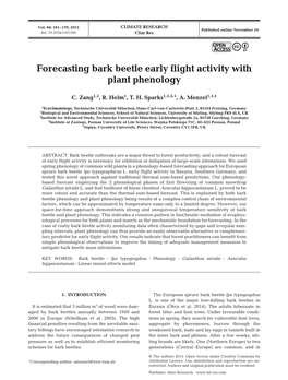 Forecasting Bark Beetle Early Flight Activity with Plant Phenology