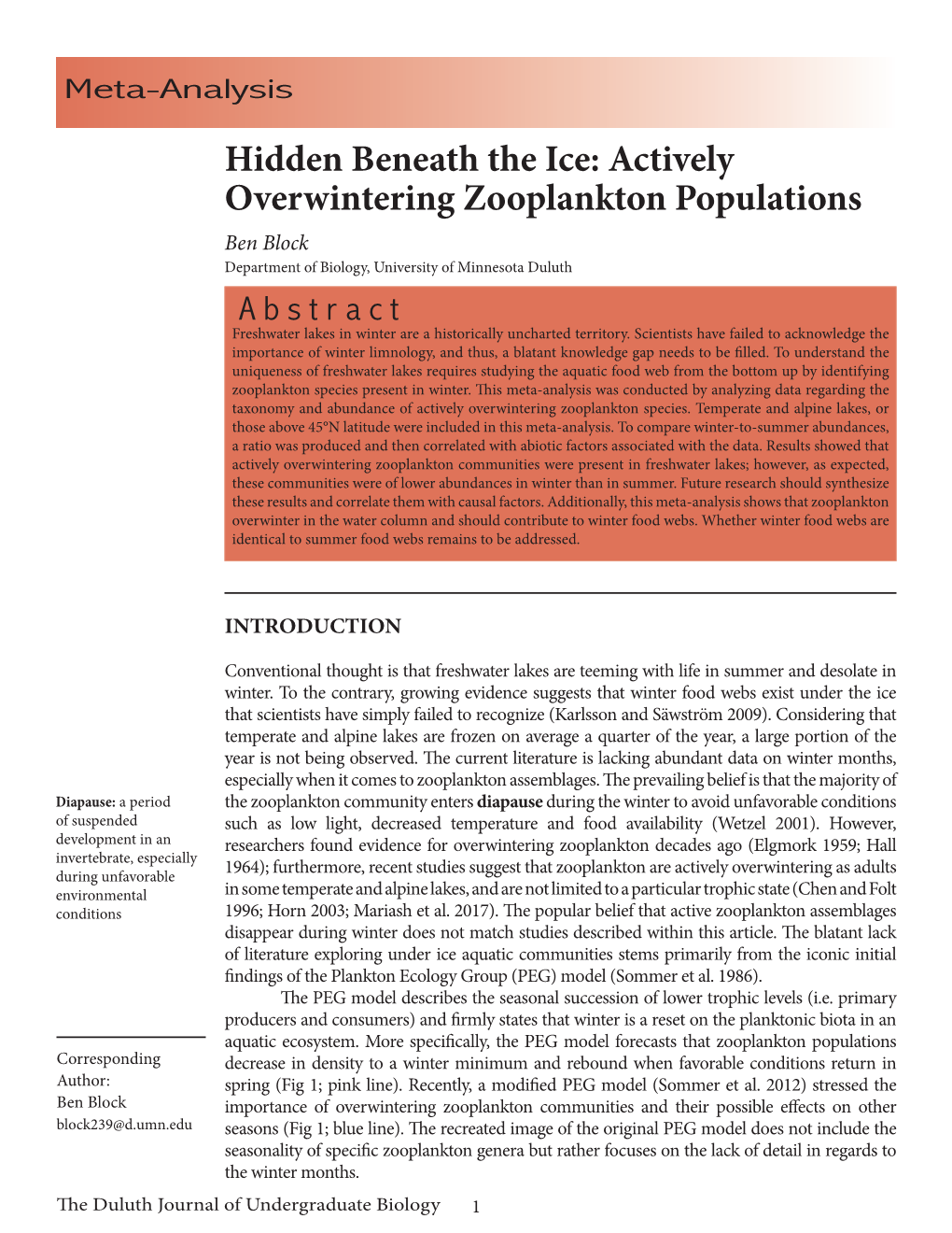 Actively Overwintering Zooplankton Populations