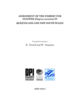 ASSESSMENT of the FISHERY for SNAPPER (Pagrus Auratus) in QUEENSLAND and NEW SOUTH WALES
