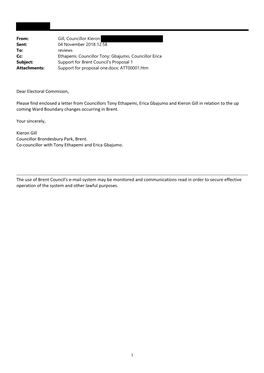 Councillors Tony Ethapemi, Erica Gbajumo and Kieron Gill in Relation to the up Coming Ward Boundary Changes Occurring in Brent