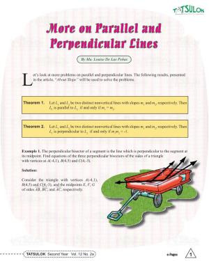 More on Parallel and Perpendicular Lines