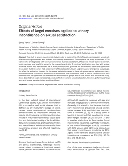Original Article Effects of Kegel Exercises Applied to Urinary Incontinence on Sexual Satisfaction
