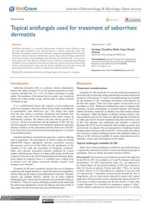 Topical Antifungals Used for Treatment of Seborrheic Dermatitis