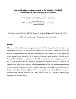 Are Foreign Women Competitive in the Marriage Market? Evidence from a New Immigration Country