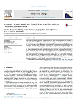 Assessing Hydraulic Conditions Through Francis Turbines Using an Autonomous Sensor Device