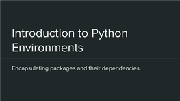 Introduction to Python Environments