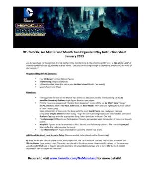 DC Heroclix: No Man's Land Month Two Organized Play Instruction Sheet Januar