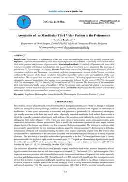 Association of the Mandibular Third Molar Position to the Pericoronitis