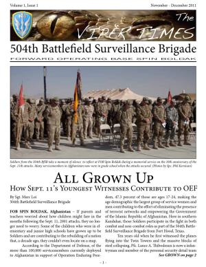 VIPER TIMES 504Th Battlefield Surveillance Brigade FORWARD OPERATING BASE SPIN BOLDAK