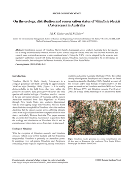 On the Ecology, Distribution and Conservation Status of Vittadinia Blackii (Asteraceae) in Australia