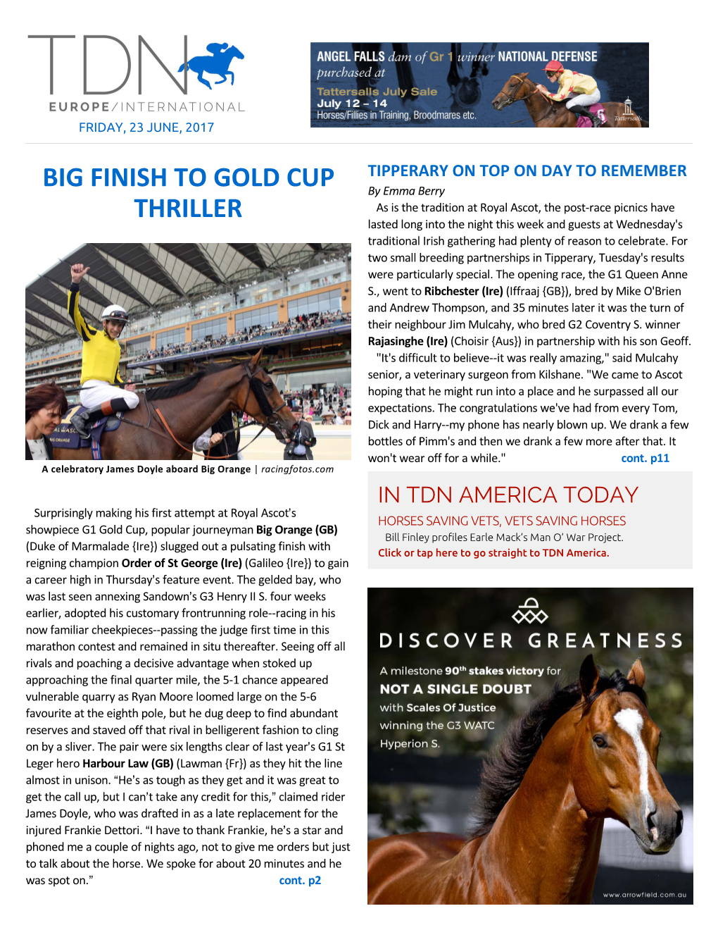 Big Finish to Gold Cup Thriller Cont