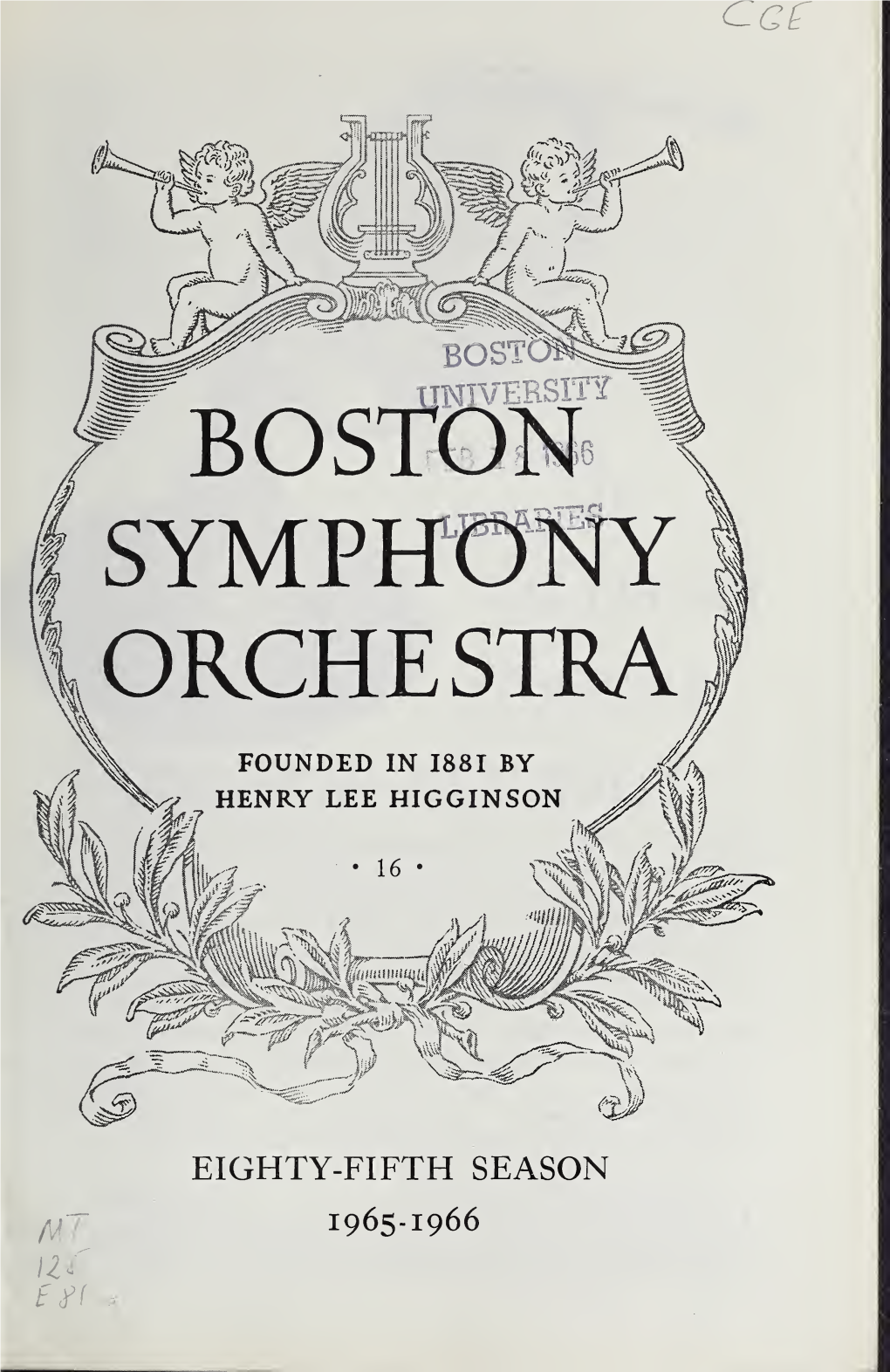 Boston Symphony Orchestra Concert Programs, Season 85, 1965-1966