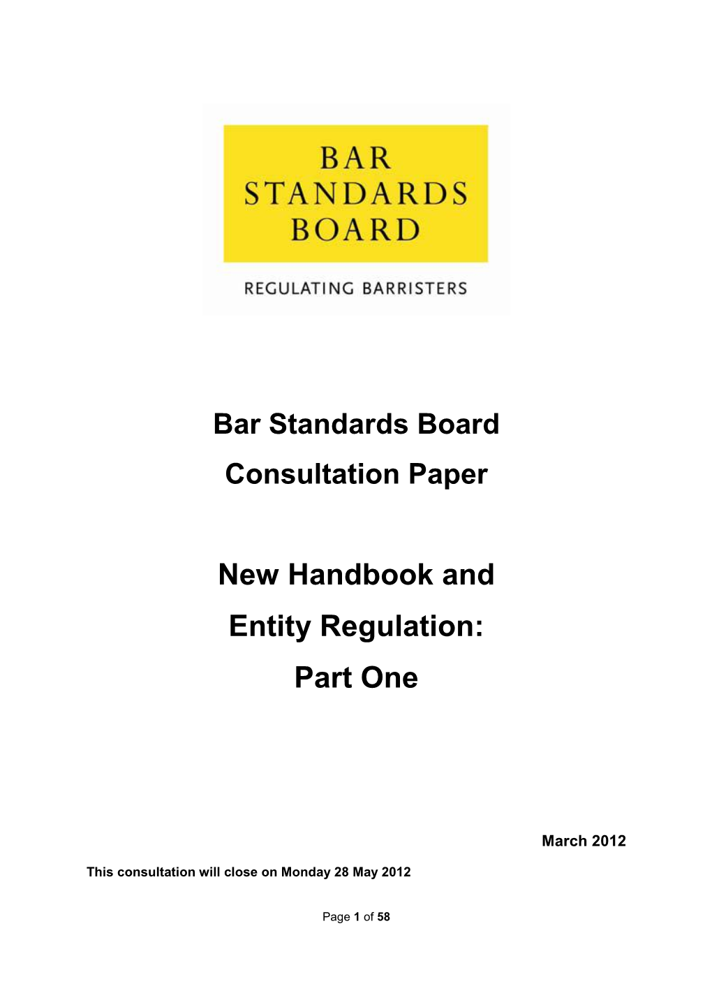 New Handbook and Entity Regulation: Part