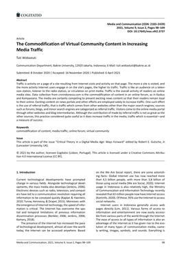 The Commodification of Virtual Community Content in Increasing Media Traffic