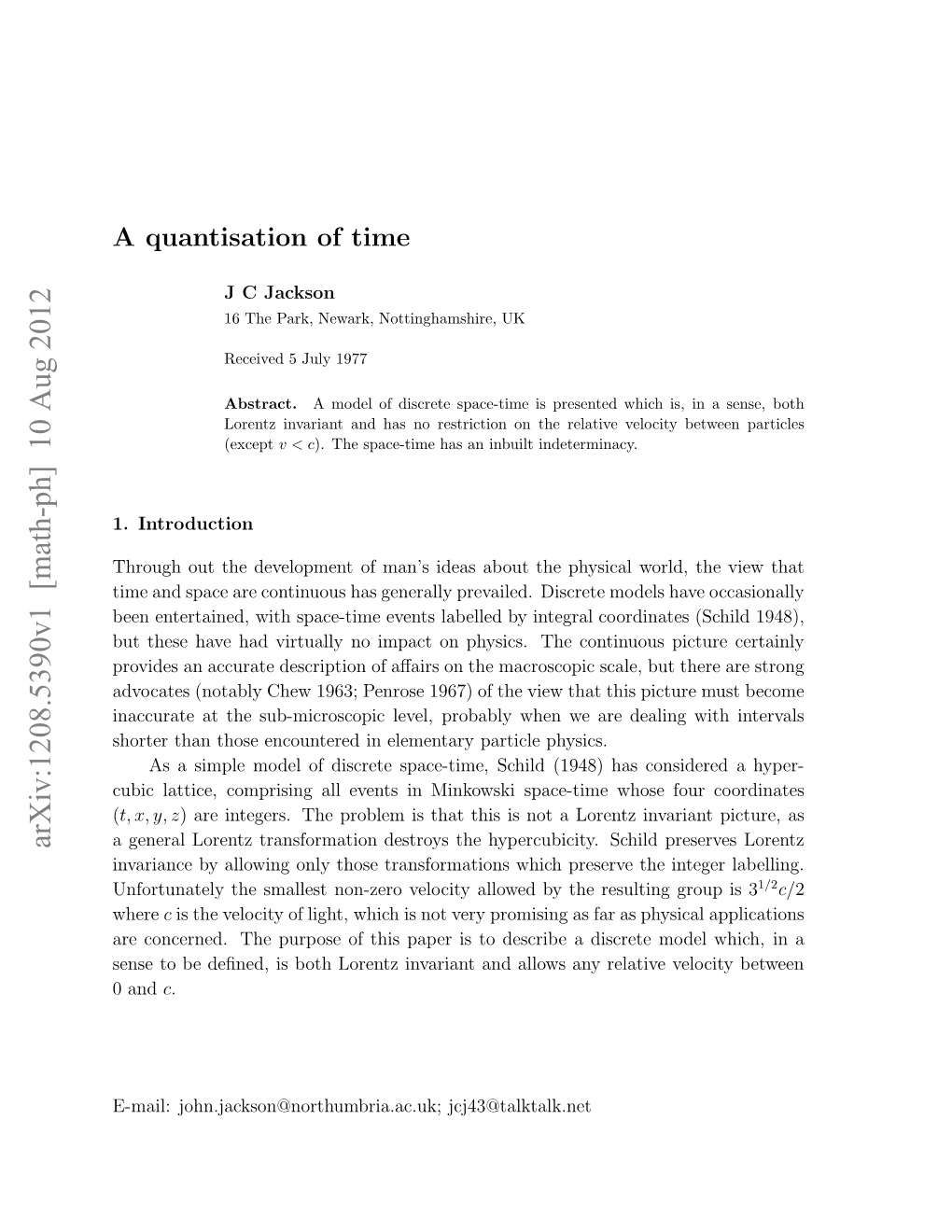 Time and the Higgs (With Apologies to JB Priestley)