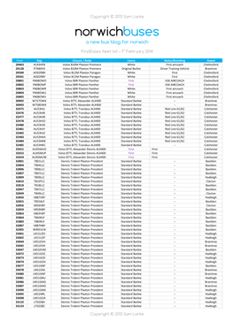 Norwichbuses Will Not Be Held Responsible for Any Mistakes in This Fleet List