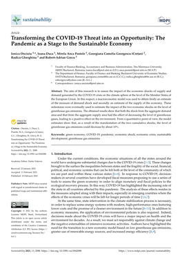The Pandemic As a Stage to the Sustainable Economy