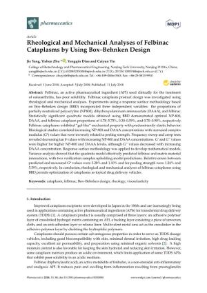 Rheological and Mechanical Analyses of Felbinac Cataplasms by Using Box–Behnken Design
