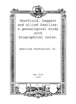 Sheffield, Daggett and Allied Families: a Genealogical Study with Biographical Notes